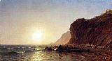 Sanford Robinson Gifford Sunset on the Shore of No Man's Land - Bass Fishing painting